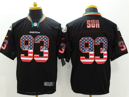 Nike Dolphins #93 Ndamukong Suh Black Men's Stitched NFL Elite USA Flag Fashion Jersey - Click Image to Close